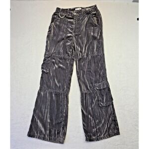 Pretty Garbage Gray Marble Wash Cargo Pants Womens S Y2K Wide Leg Grunge